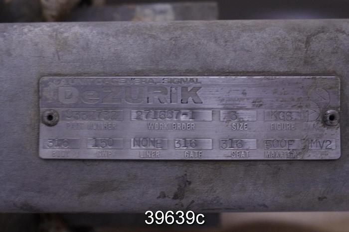 Used Dezurik 3" Hand Operated Knife Gate Valve #39639