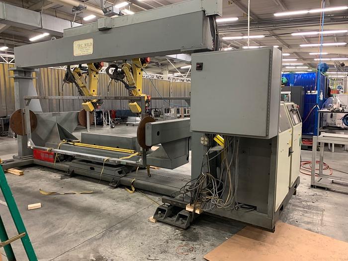 Used TEC WELD FANUC ROBOTIC DUAL TRUNION WELDING CELL WITH 2 FANUC ARCM