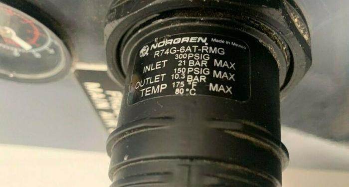 Used Lot of 2- Norgren R74G-6AT-RMG Pressure Regulator w/ Norgren Gauges & Casing