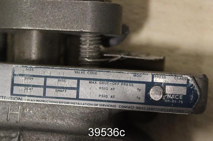 Used Neles Jamesbury 4" Wafer Sphere Butterfly Valve Body, 4 815L 11 3600 MT #39536