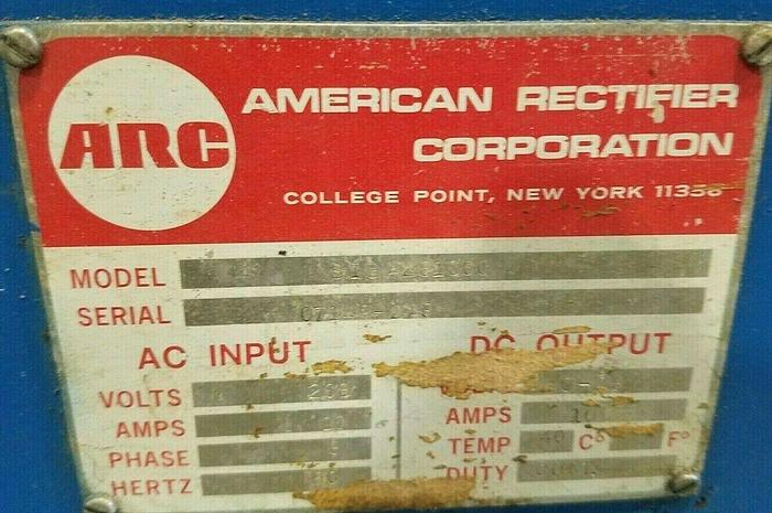 Used ARC 100 AMP DC Power Supply Rectifier Plating FOR PARTS ONLY