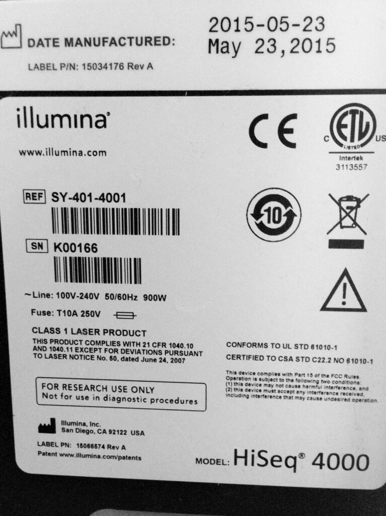 Used 2015 HiSeq 4000 (Illumina)