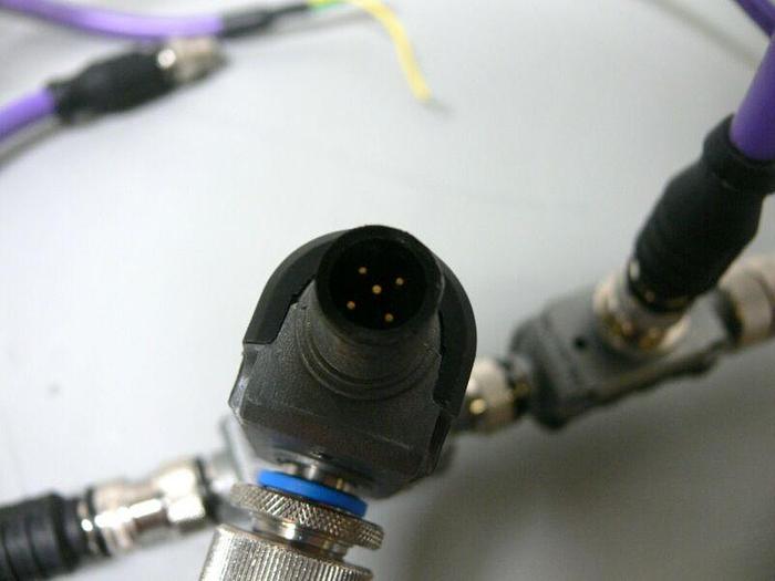 Used Lot of 3 - 3-way 5-pin Connectors w/ 4 Turck Profibus Type 455 Cables