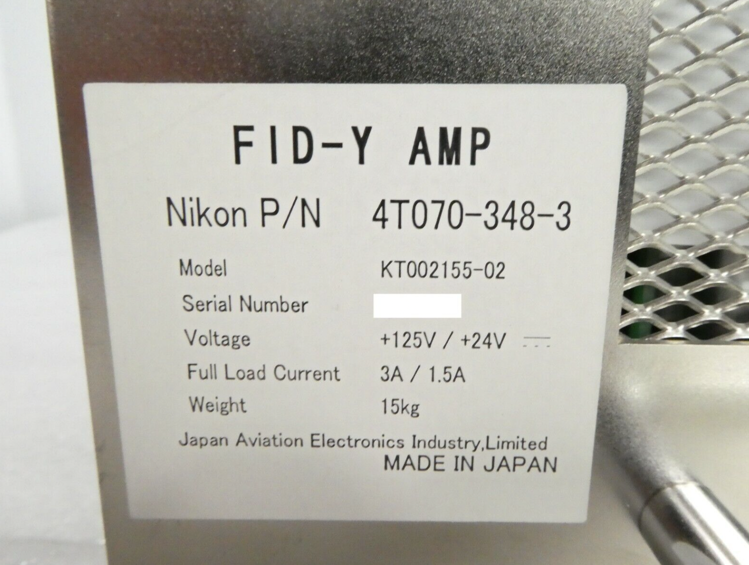 Used Nikon 4T070-348-3 FID-Y Amplifier KT002155-02 NSR-S620D Working Spare