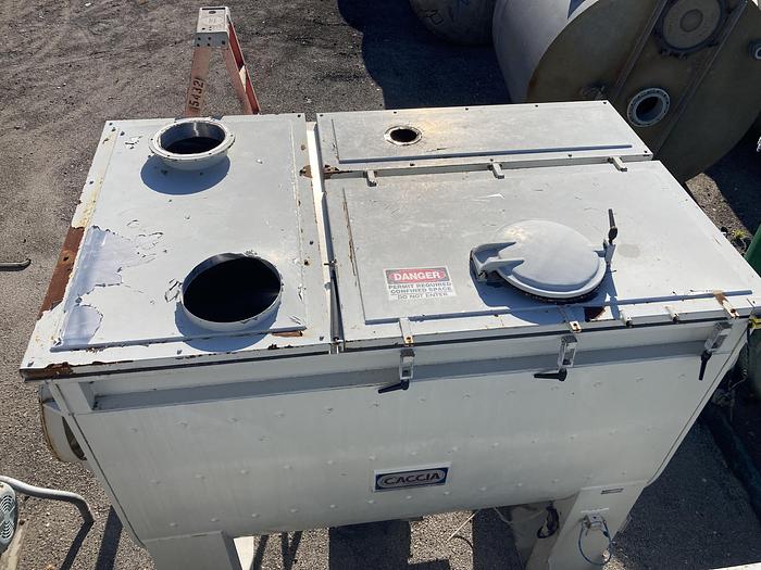 Used Caccia approximately 200 cubic feet stainless steel ribbon mixer