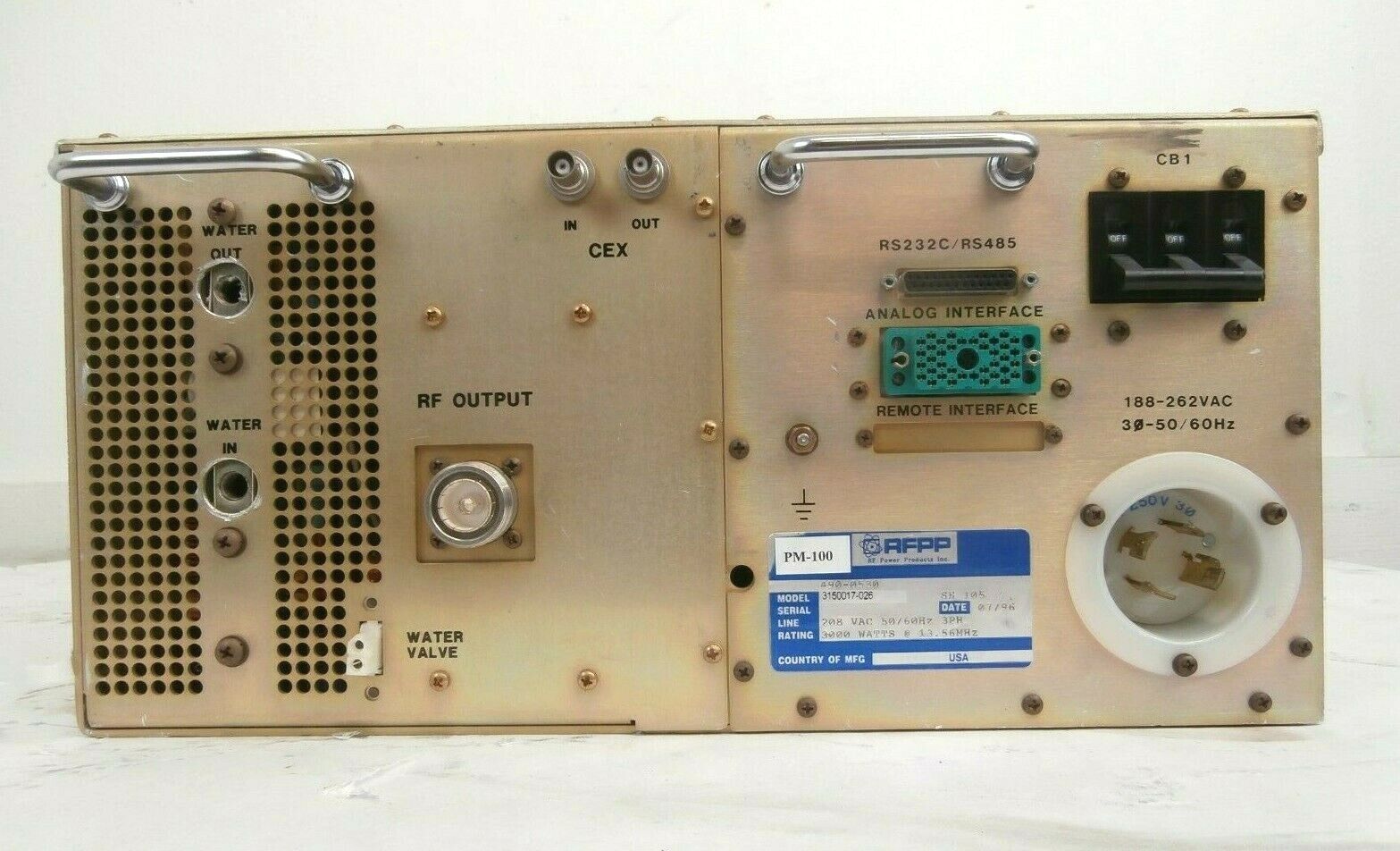 Used RFPP RF Power Products 490-0530 RF Generator AE 3150017-026 Refurbished