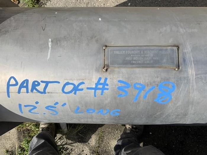 Used Valley Foundry Stainless Steel Tube Type Auger Screw Conveyor 45.5' Long x 12" Diameter