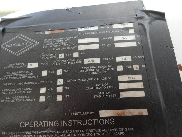 Used 2012 skylift/ versalift SUPER ARBORIST 53/VST521