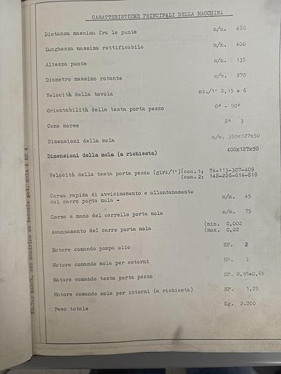 Usato Rettifica Morara R.E.U. 400