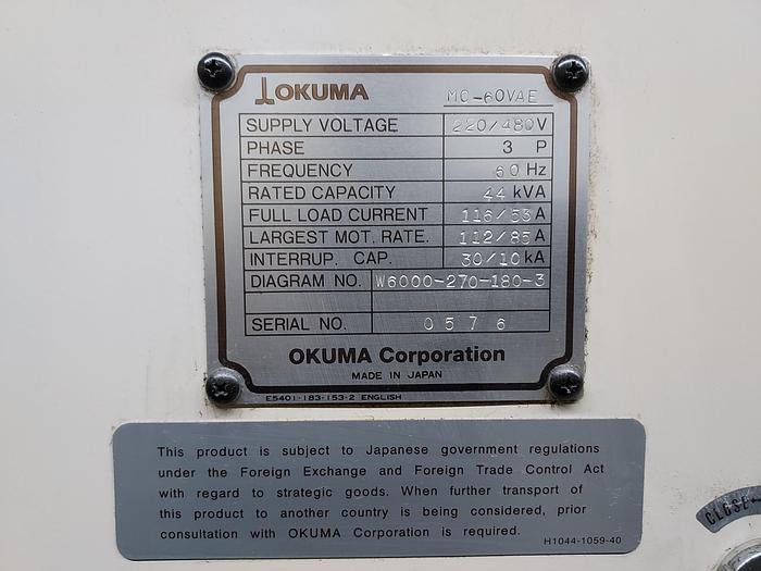 Used OKUMA MC-60VAE Vertical Machining Center