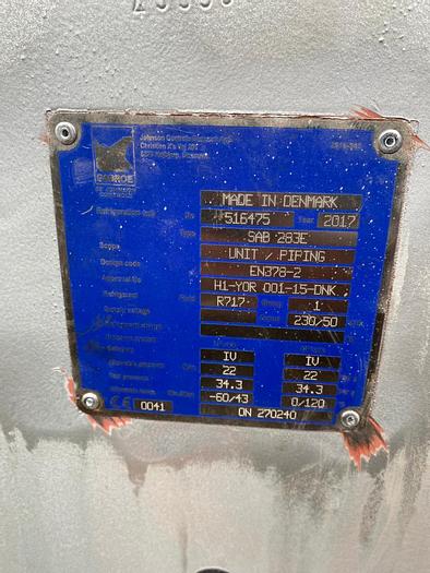 Used 2017 Sabroe OHU 10737 Rotary Screw Compressor