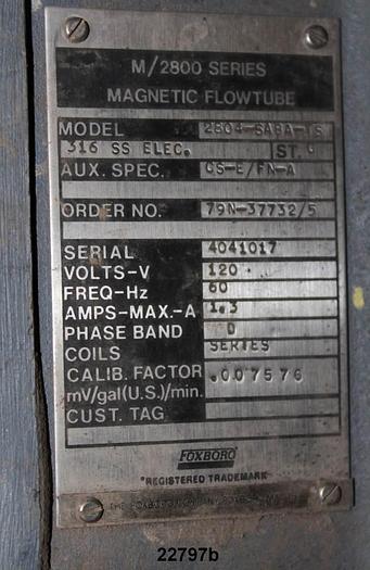 Used Foxboro 2804-SABA-TS Magnetic Flow Tube, 4" #22797