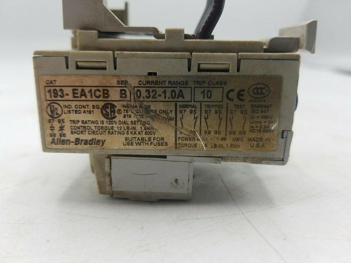 Used Allen Bradley 193-EA1CB 0.32-1 Amp Overload Relay