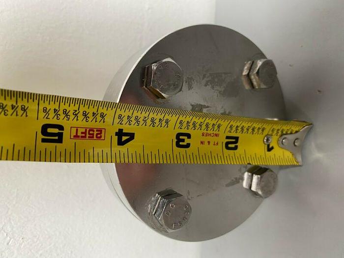 Used Stainless Steel 4" Flange w/ 1 1/2" Sanitary Fitting