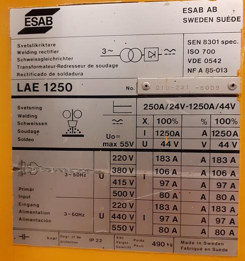 Usado Máquina de soldar ESAB LAE 1250