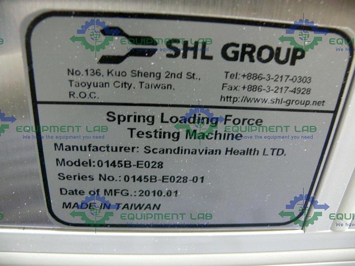 Used SHL Group Scandinavian Health 0145B-E028 Spring Loading Force Testing Machine
