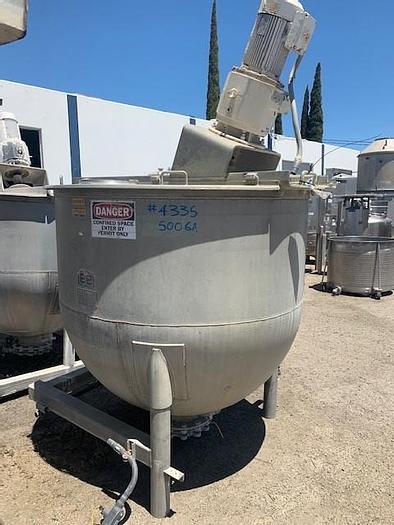 Used 500 Gallon Lee Stainless Steel Mixing Kettle Model 500 A7S