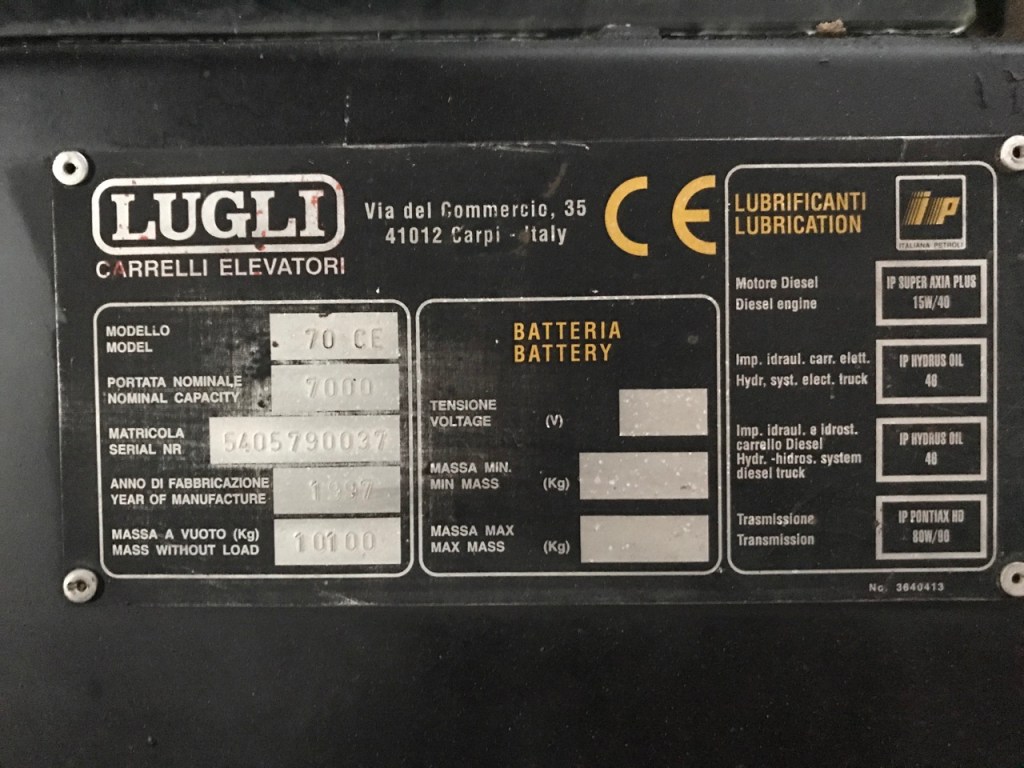 Usato 1997 Sollevatore a gasolio marca Lugli modello 70CE