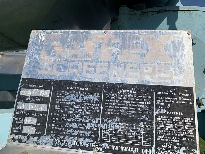 Used 40" x 10' ROTEX SCREENER - 1 DECK - MODEL 42A-AL/SS