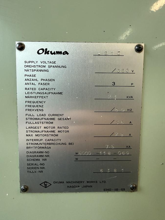 Used Tokarka CNC Okuma LB 15