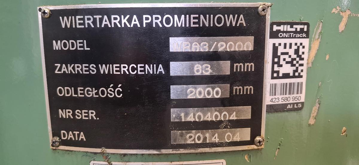 Used Wiertarka promieniowa PAX WR 63/2000