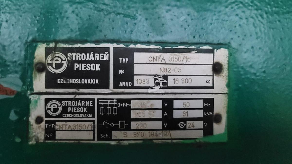 Used Nożyce gilotynowe Strojaren Piesok CNTA 3150/16