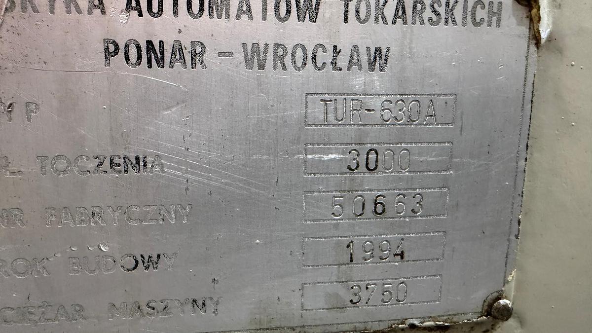 Used Tokarka PONAR TUR 630A / 3000