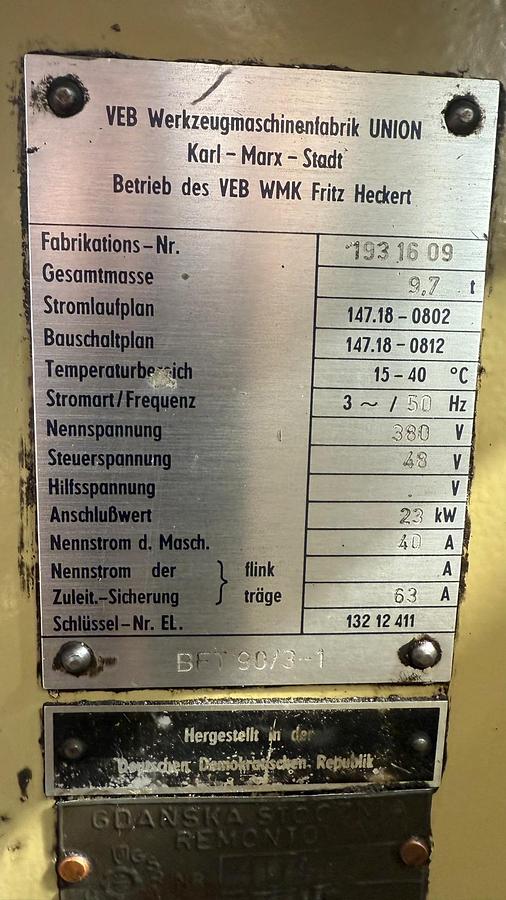 Used Wytaczarka UNION BFT 90/3-1