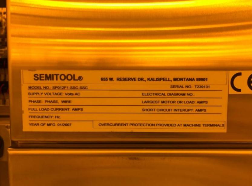 Used 2007 Semitool SP012F1 SSC SII