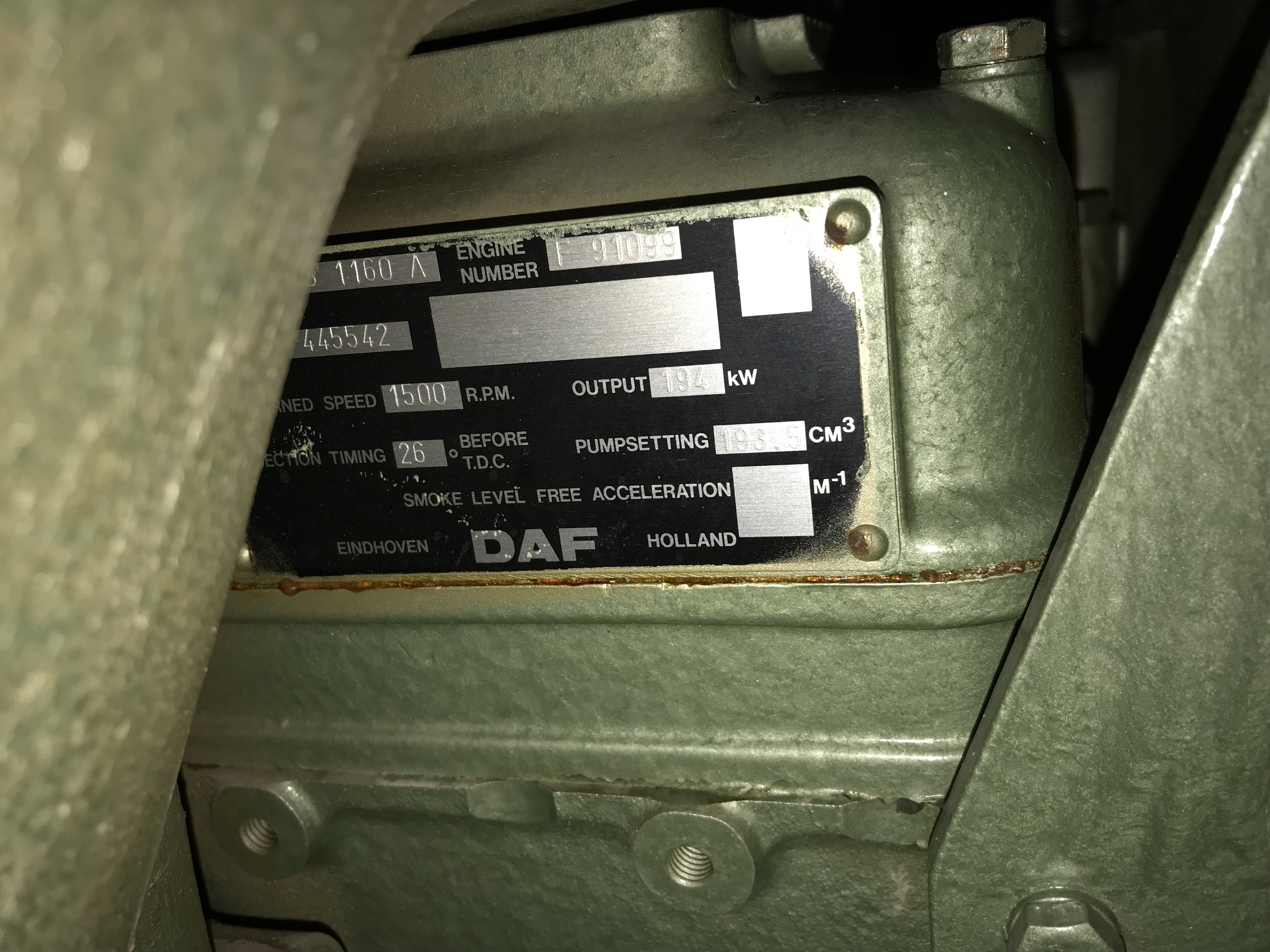 Used 1984 DAF DKS1160A / GEN.SET 200 KVA