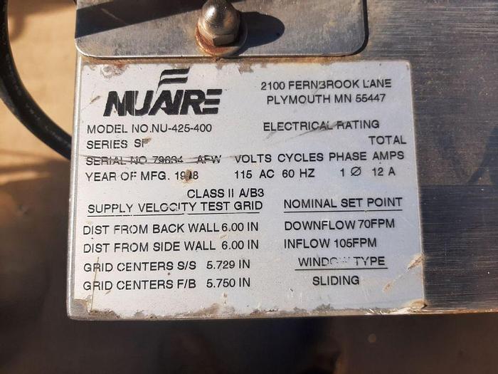 Used Fume Hood, 46" x 28" x 23", Nuaire, Mdl NU-425-400 #S744421