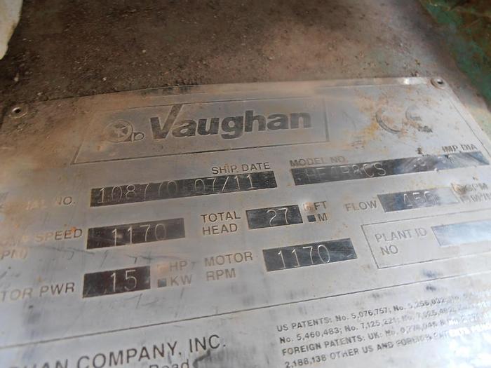 Used Pump, 25 HP, Vaughan, Chopper Pump, Mdl HF4RCS, #C741987
