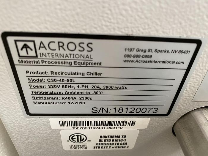 2018 Across International C30-40-50L Laboratory Recirculating Chiller 220V