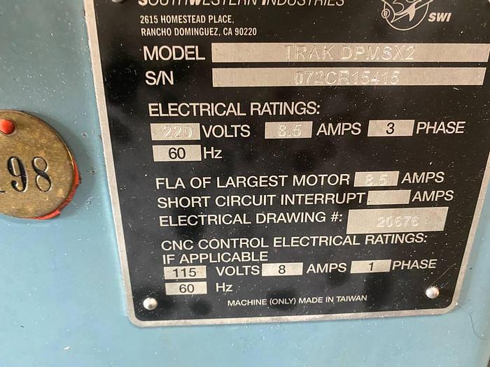 Used South Western Industries Trak DPM2 3 Axis CNC Knee Mill