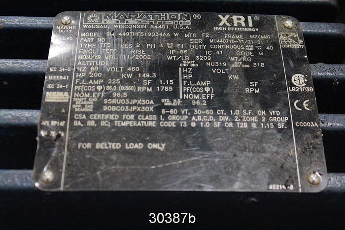 Used Marathon 9M449THFS19034AAW AC Motor #30387