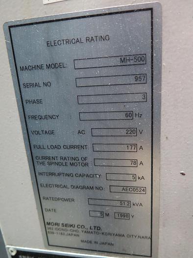 Used 1999 Mori Seiki MH-500 CNC Horizonatal Machining Center 12 Station Pallet Pool
