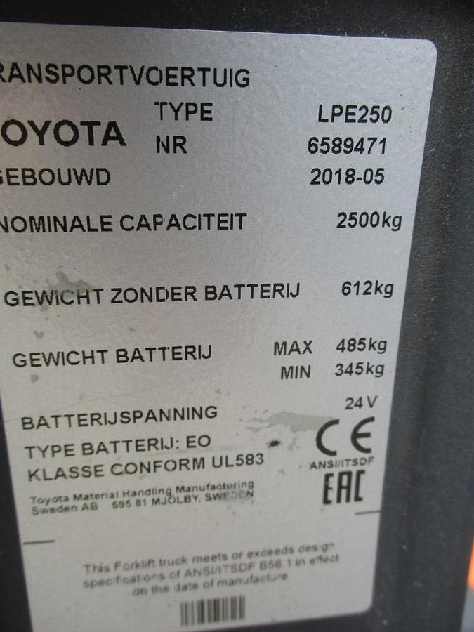 Refurbished 2018 TOYOTA LPE250 - 2556