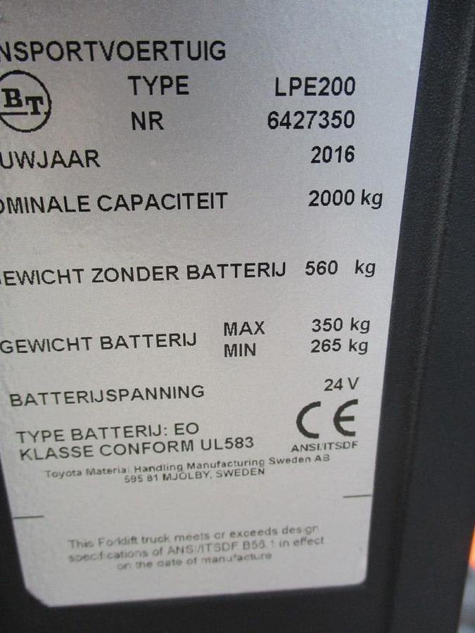 Refurbished 2016 TOYOTA BT LPE200 - 2365