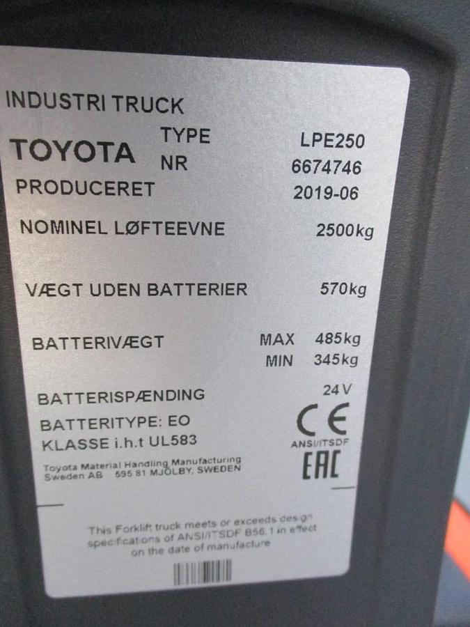 Refurbished 2019 TOYOTA LPE 250 - 742