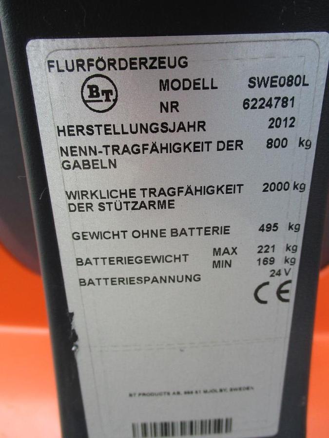 Refurbished 2012 BT TOYOTA SWE 080L - 1142