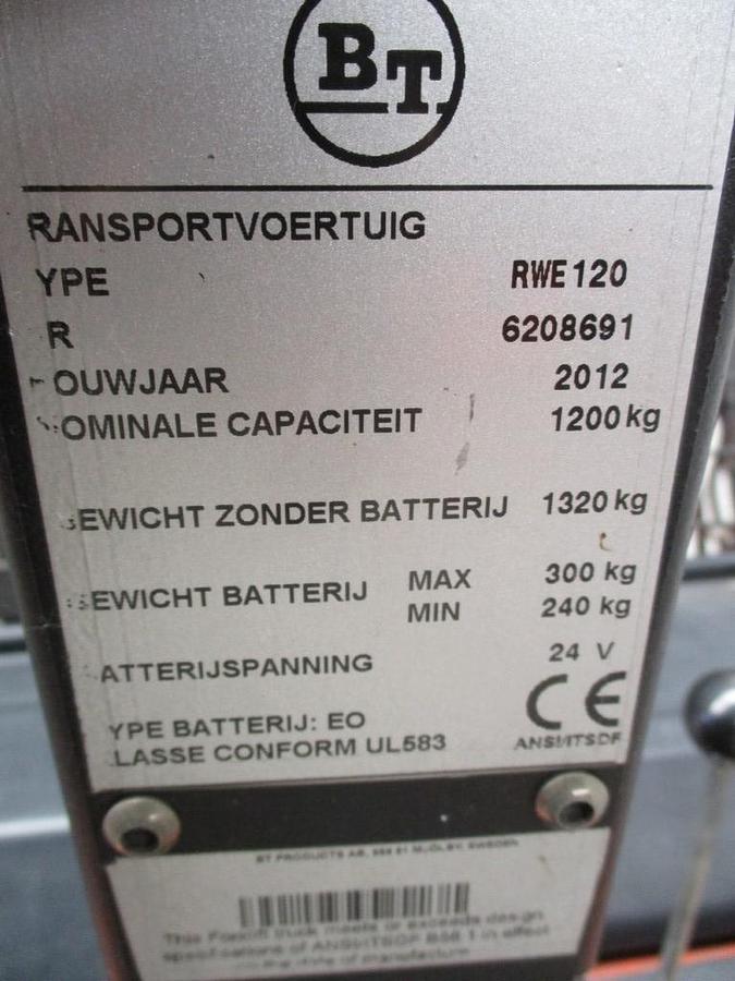 Refurbished 2012 BT TOYOTA RWE120 triplex - 3466