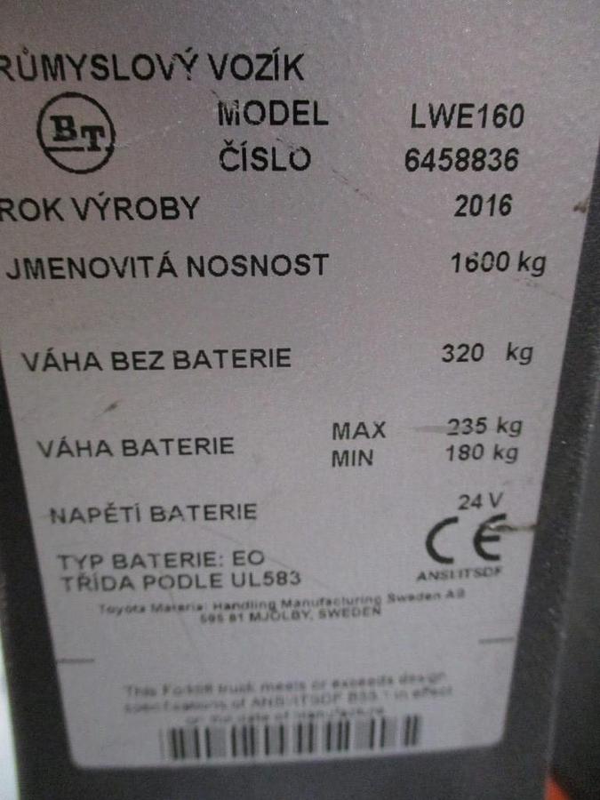 Refurbished 2016 TOYOTA BT LWE160 - 850