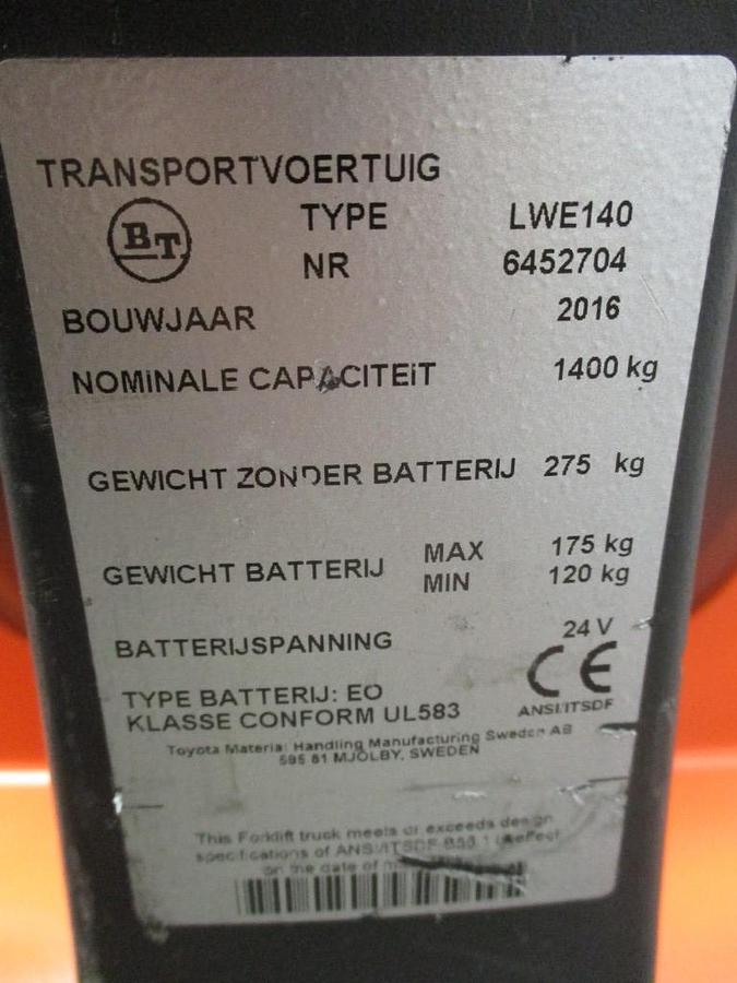 Refurbished 2016 TOYOTA BT LWE140 - 859