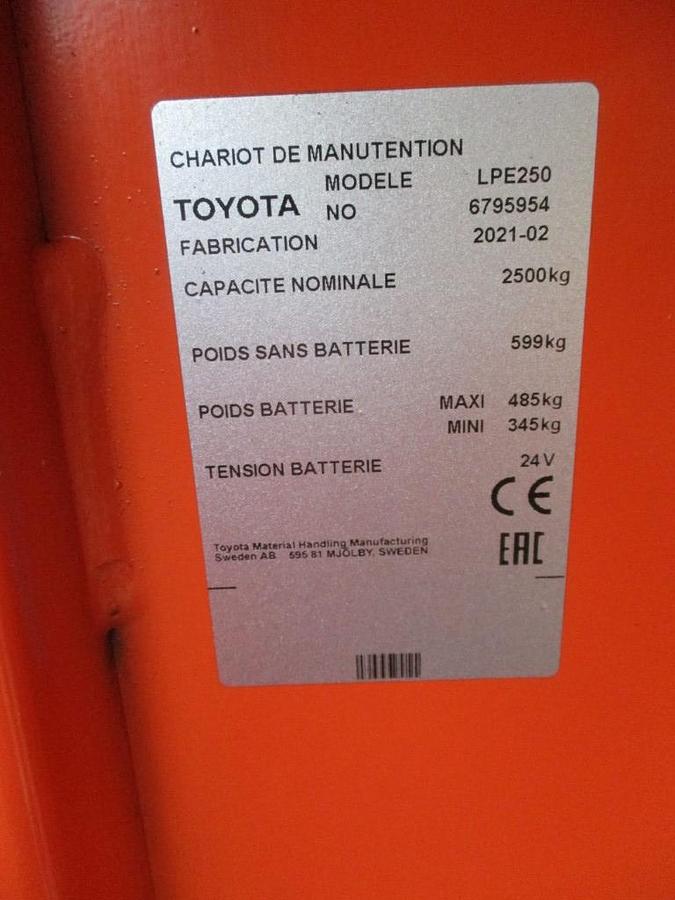 Refurbished 2021 TOYOTA LPE250 - 2018