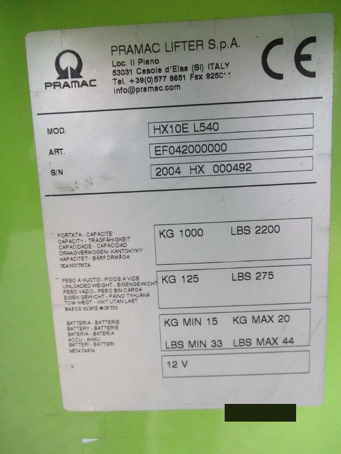 Refurbished 2004 Pramac HX10E-L540