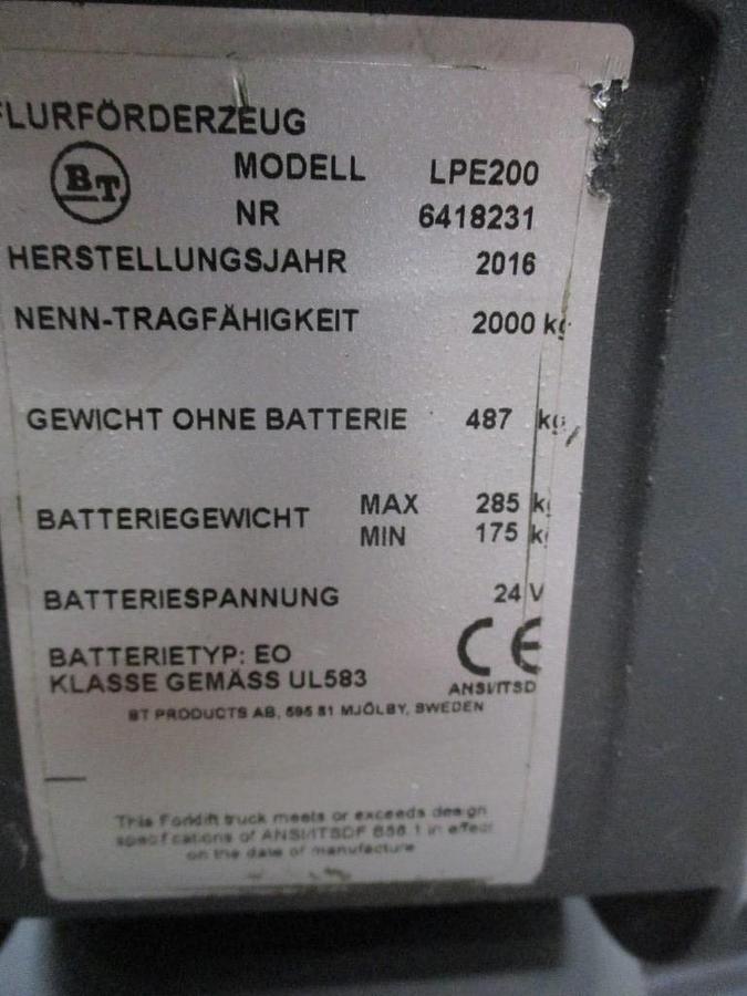 Refurbished 2016 TOYOTA BT LPE200 - 2484