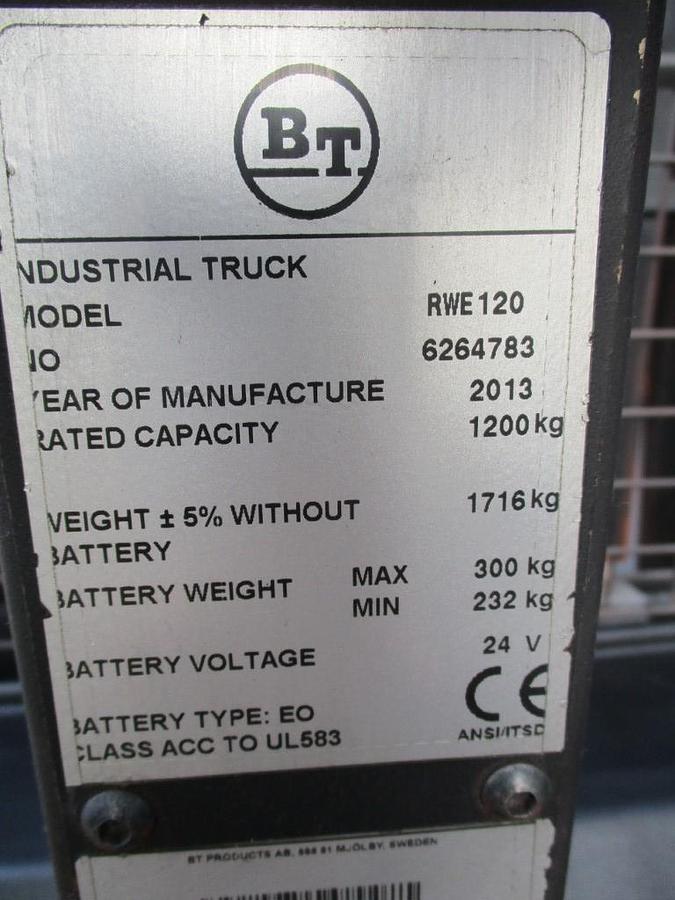 Refurbished 2013 BT TOYOTA RWE120 triplex - 1063