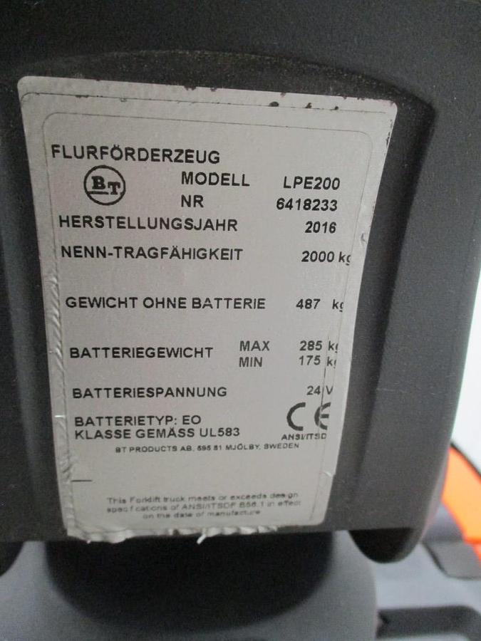Refurbished 2016 TOYOTA BT LPE200 - 2247