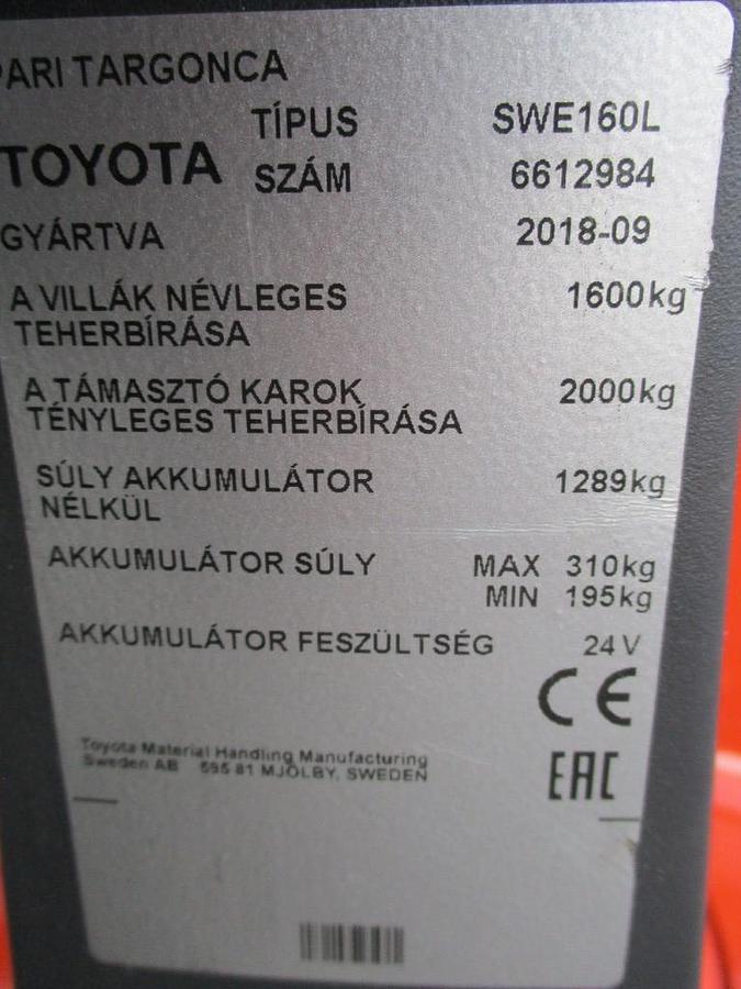 Refurbished 2018 TOYOTA SWE160L triplex - 1555