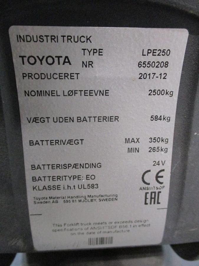 Refurbished 2017 TOYOTA LPE250 - 1994